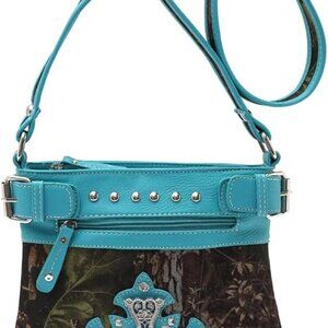 Camouflage Rhinestone Cross Pistol Buckle Western Crossbody Handbags Cowgirl Cou